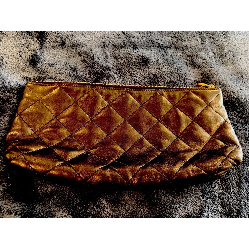 Saint Laurent Icare Quilted Leather Zippered Pouch Black Clutch 698651